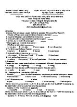 Đề kiểm tra chất lượng học kỳ II môn Tiếng Anh Lớp 7 (Thí điểm) - Năm học 2015-2016 - Trường THCS Long Thuận